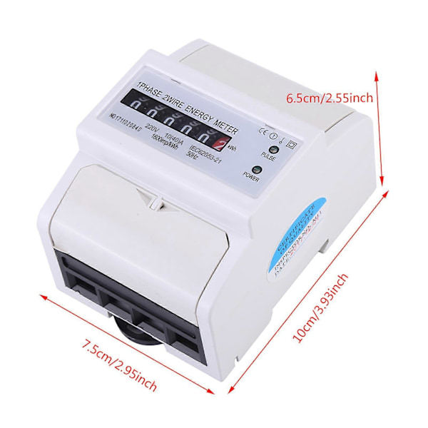 1-fas 2-tråds DIN-skena Elektronisk Energimätare KWh 10(40)A