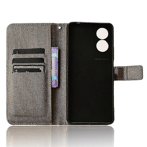 Til TCL 505 T509K T5094 Etui Diamanttekstur PU Læder Kort Slots Stativ Telefon Cover Brown