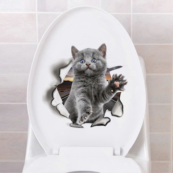 3D Fantasifullt Designet Kattunge Veggklistremerker Baderom Toalettlokk Dekor