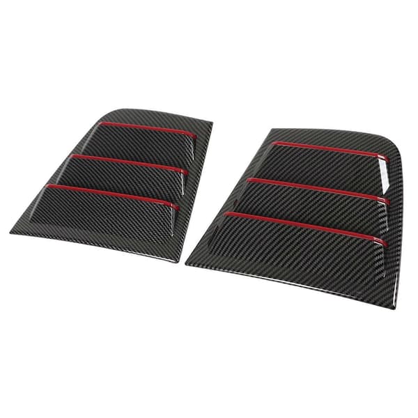 2 STK Bil Udvendig Sidevindue Lameller Kulfiber Stil Erstatning for Dodge Charger 2011-2021 (Sort Rød Trim)