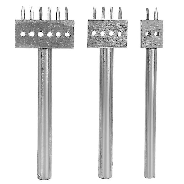 3 STK Afstandsstans Værktøj DIY Læderhåndværk Hulstans Sæt Bæltehulstanser (6mm2+4+6)