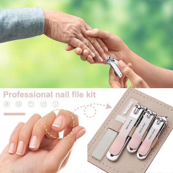 4 i 1 Nagelklippare Set Professionell Manikyr Set Portabla Resetillbehör Rosa Lila Grön Nagelsax Klippare Kit för Familj Vänner