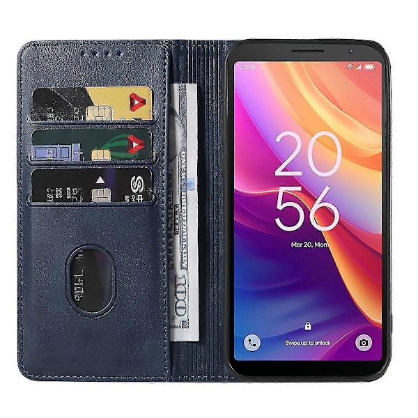 Magnetisk Læder Etui Til TCL 501 Blue