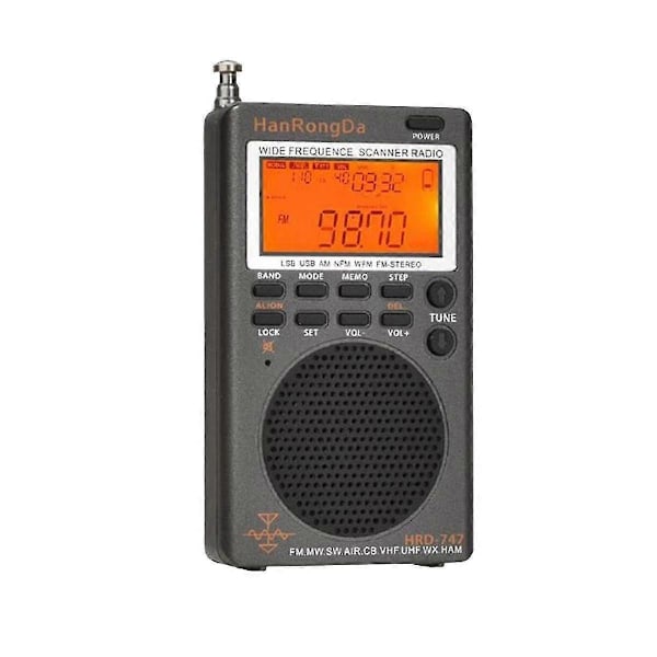 -747 Bærbar Multibåndsradio Fm/mw/sw/ssb/lsb/air/cb/vhf/uhf/ubd/ Fullbånds Mini Stereoradiomottaker