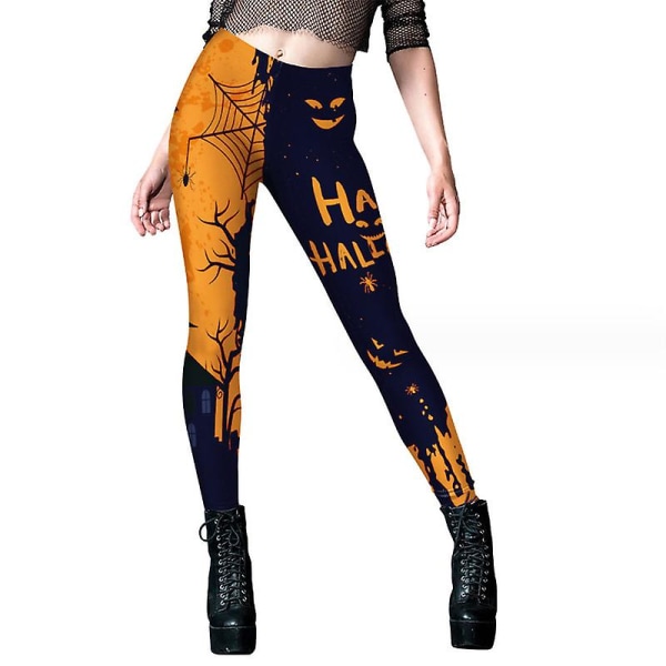 Stretchy Leggings för kvinnor med Halloween- printed COLOR 1 L
