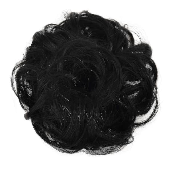 Scrunchie Hårknold Opsat Hårstykke Hårbånd Hestehale Extensions Hår Natural Black