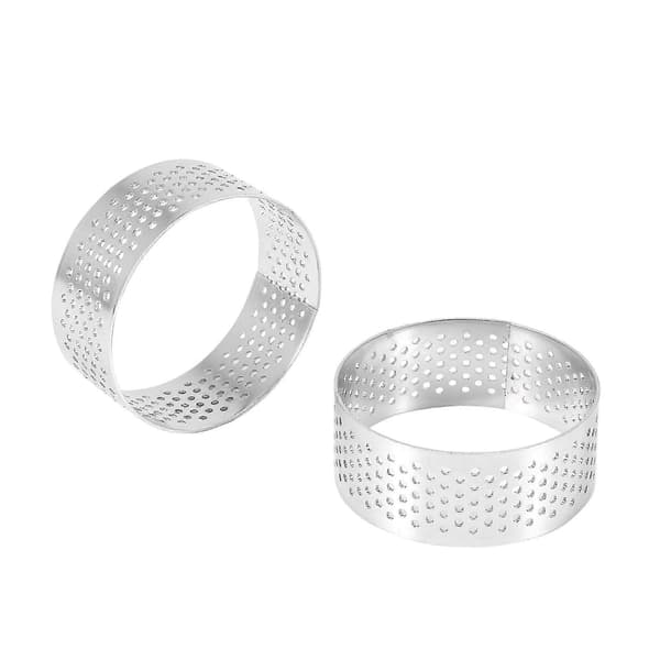 10-pakning 5 cm tertering i rustfritt stål, varmebestandig perforert kakemoussering, rund ring til baking