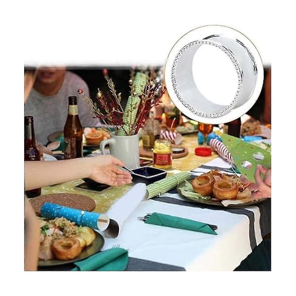 12 st Silver Drumformade Pärl-Sido Servett Ringar Delikat Servett Spännen