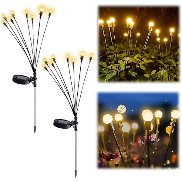Solcellehavelampe - Solcellelampe der svajer, Vindsvajende, Solcelle udendørslampe 8LED