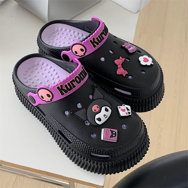 Söta Sommar Kawaii Mode Tofflor Y2K Plattor Höjande Sandaler Flickor Födelsedagspresent 2023 Nya black purple 5