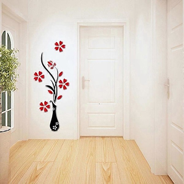 DIY Hjemmeromsdekor 3D Vase Blomstertre Veggklistremerke Avtakbar Dekal 30x80cm Qinhai
