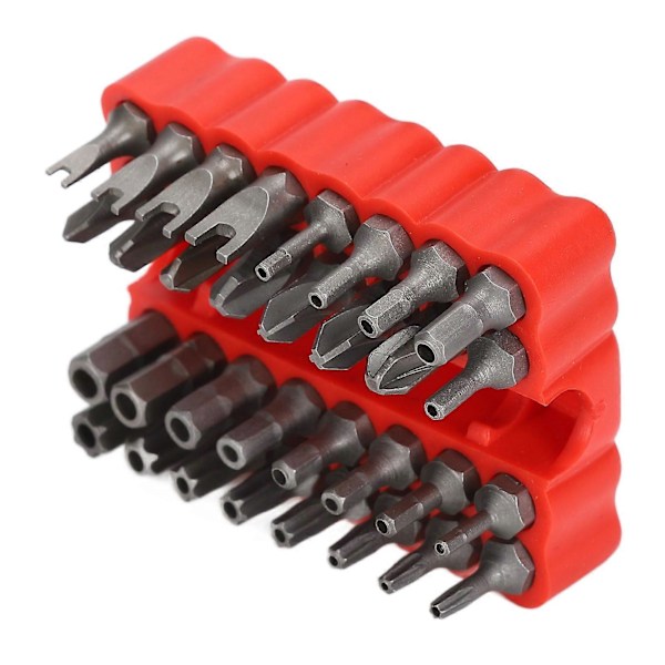 33 st Säkerhetsskruv Hex Bit Set Krom Vanadium Stål 1/4 tums Skaft för Fordonsdator