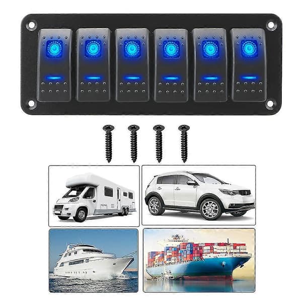 24v 12v Kontaktpanel 6 Knapper Lys Toggle Led Biltilbehør Til Marinebåd Campingvogn Autocamper SUV Trailer Lastbil Køretøjer