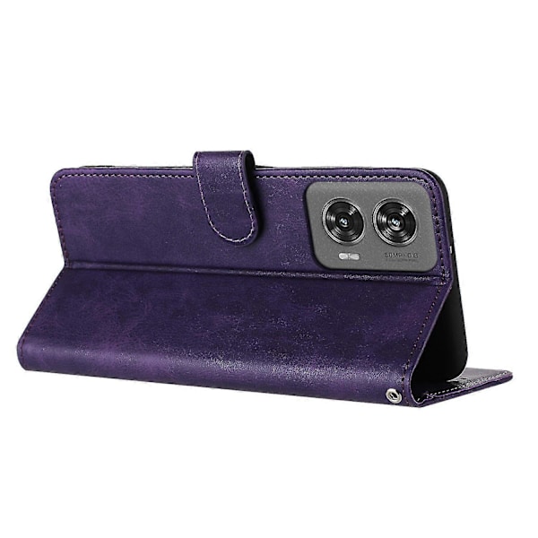 För Motorola Edge 50 Fusion 5G Fodral PU Läder Ställ Plånbok Stöttåligt Business Telefonskal Purple