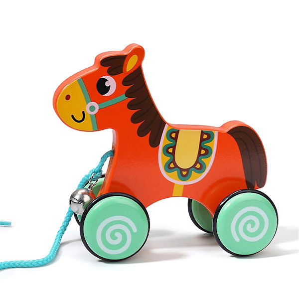Baby Cartoon Djur Leksaksbil, Trädragande Gåvagn för Småbarn, Utvecklande Leksak för Flickor och Pojkar, Födelsedagspresent Horse