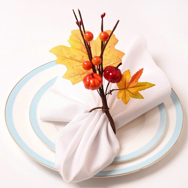 6 st Thanksgiving Servettringar Realistiskt Utseende Klar Ådringsdesign Pumpa Lönnlöv Servettspännen Matbordsdekorationer