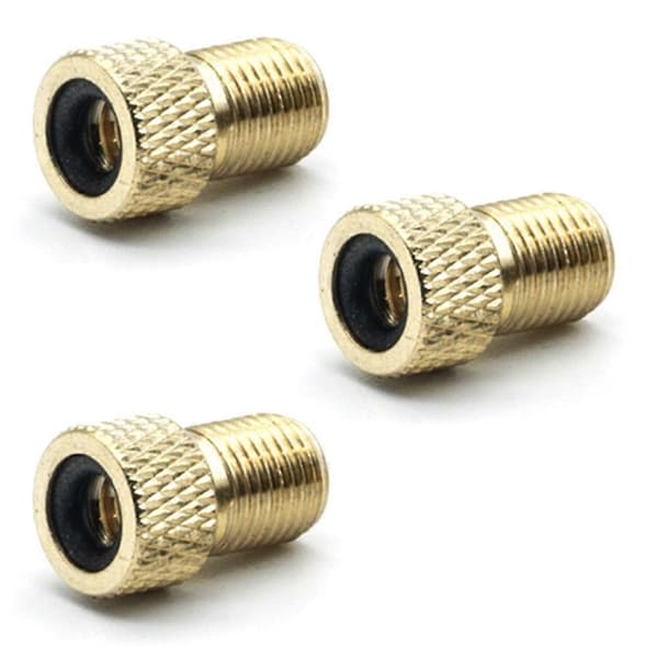 3 st Cykelventiladapter DV och SV (Dunlop och Fransk Ventil) till AV (Bilventil) med Ring