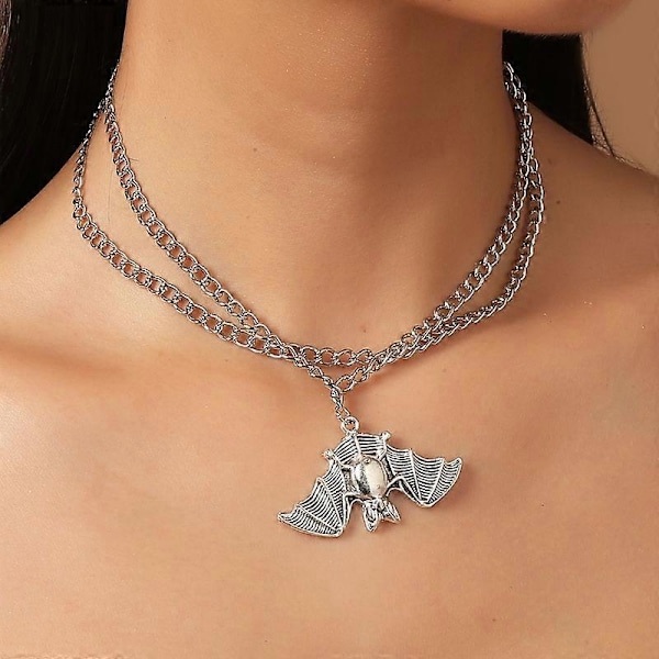 Trendy Choker Halskæde Kvinder Mænd Flagermus Vedhæng Unisex