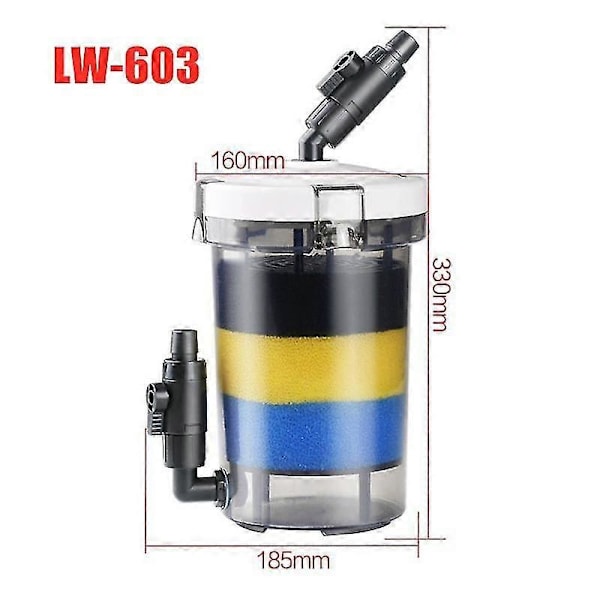 Akvariefilter Ultrastille Ekstern Akvariefilterbøtte Hw-602/603 Hw-602b/603b Lw-602/603 Lw-602b/603b Akvariumpumpe