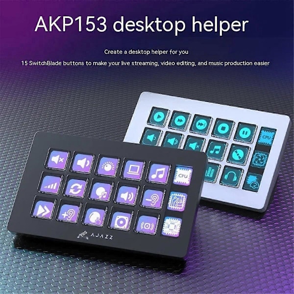 Akp153 Skrivebordskontroller Konsollpanel Programmering Hurtigtast 15-Tasters Tastatur Kablet PC Tilbehør for Windows-B