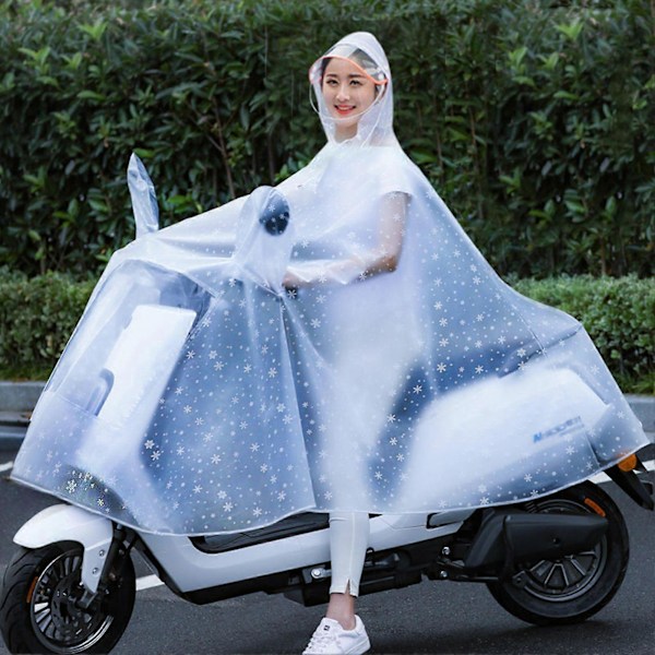 Moottoripyörän sadetakki pyöräilyyn, sadeponcho, vedenpitävä skootterin sadetakki miehille ja naisille, valkoinen lumihiutale heijastimella, 4XL paksuuntettu