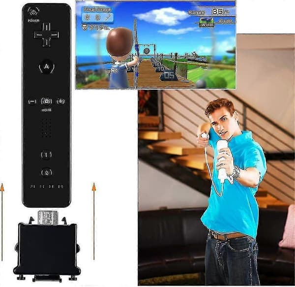 2 Motion Plus Adapter Sensor til Wii Remote Controller, Motion Plus Adapter Accelerator Erstatning til Wii Motion Plus Adapter Black