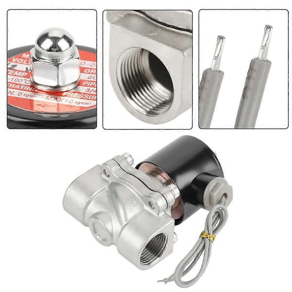 12V G3/4\" Rustfrit stål 304 Normalt Lukket Elektrisk Magnetventil 2 Positioner 2 Veje