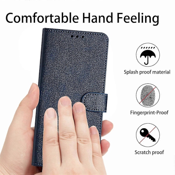 Til Motorola Edge 50 Fusion 5G Etui PU Læder Standpung Stødsikkert Business Telefon Cover Sapphire