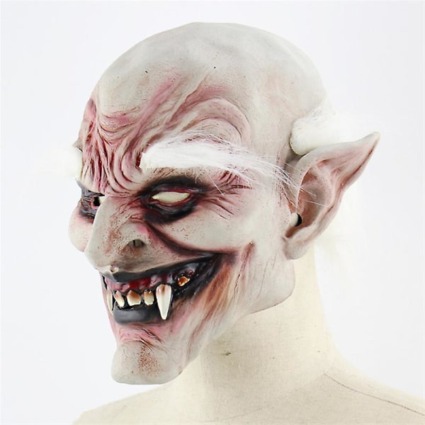 Halloween Skräckmask, Demons Latexmask med peruk, läskig Cosplay-kostym Fest rekvisita, hårfri frakt