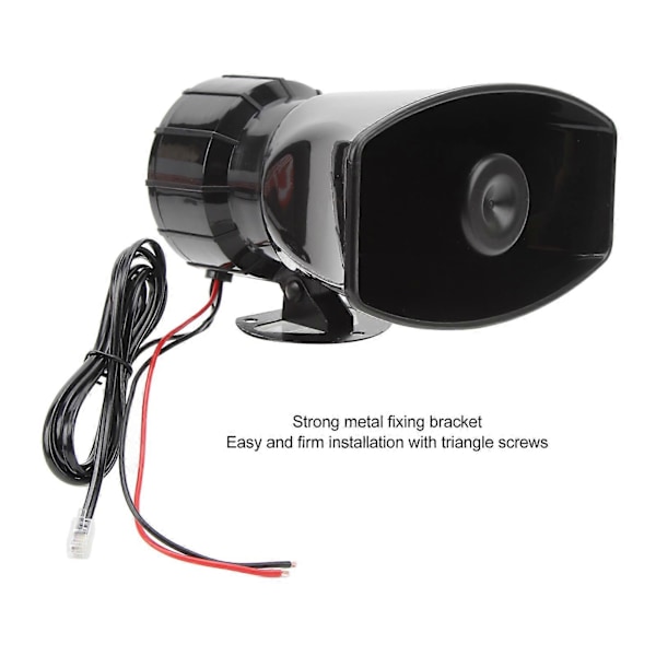 Alarm Horn Siren 7 Ljud Stark Bil Siren Horn Inspelningsfunktion Högtalarsystem för 12V Lastbil Lorry Båt Bil