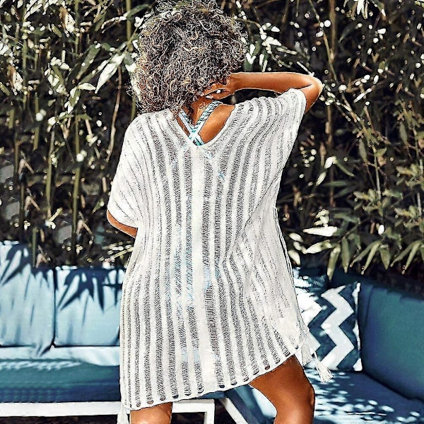 Sommerbadedrakt Bikini Strand Badetøy Heklet Cover Up for Kvinner Off White1