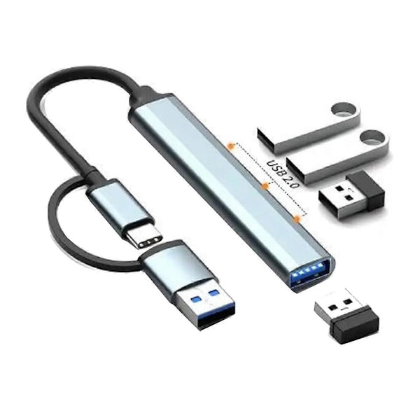 4-i-1 USB 3.0 Hub Typ C till USB 3.0x1 + USB 2.0x3 - 5Gbps Dataöverföring för Windows, PC