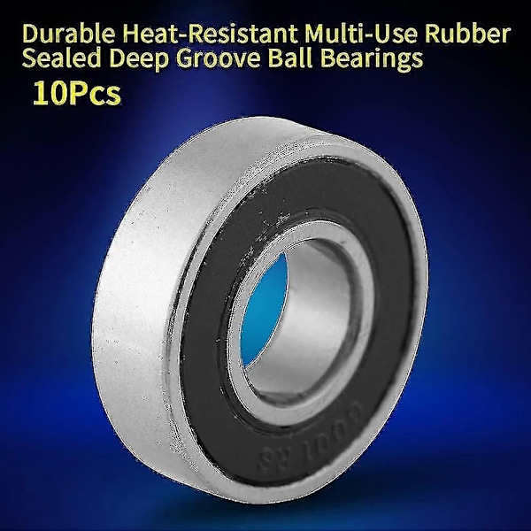 10 stk. dype høyhastighets spor kulelager gummi forseglet 12x28x8mm