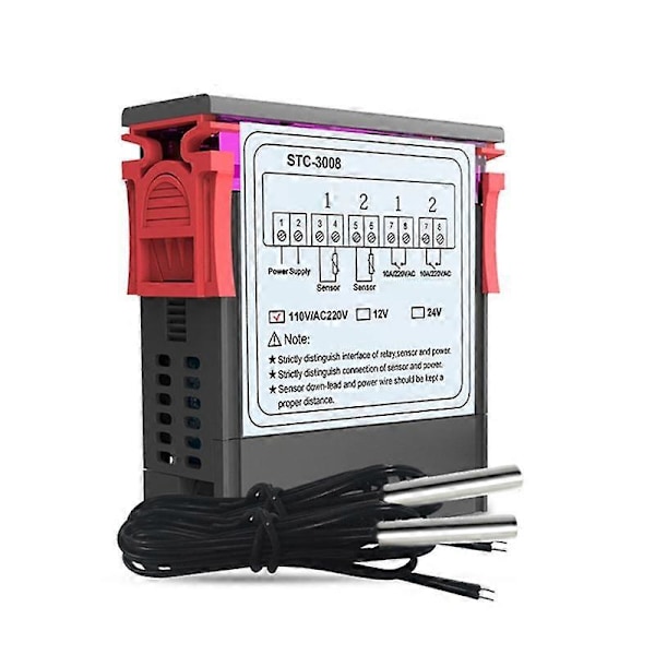 Digital Termostat Temperaturregulator STC-3008 Termometer Sensor Hygrometer 12V 24V 220V