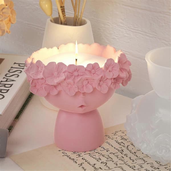 Flicka Betongvas Silikonform DIY Ljusburk Form Blomkruka Gips Epoxiharts Formar Heminredning