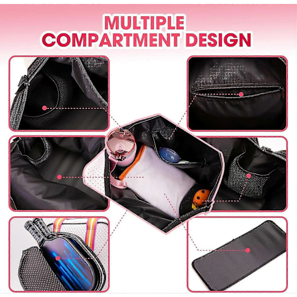 Crossbody Sling Pickleball Bag Tote, Pickleballvesker for kvinner og menn, Pickleballvesker for damer Clean Pink