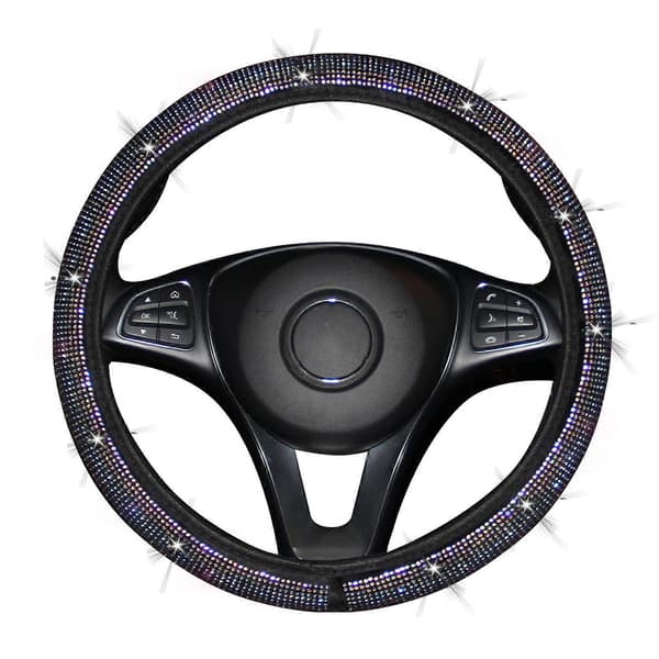 Rattmuff Elastisk Kristall Diamant Bekvämt Grepp Halkskydd Universal för 37 till 38cm Ratt