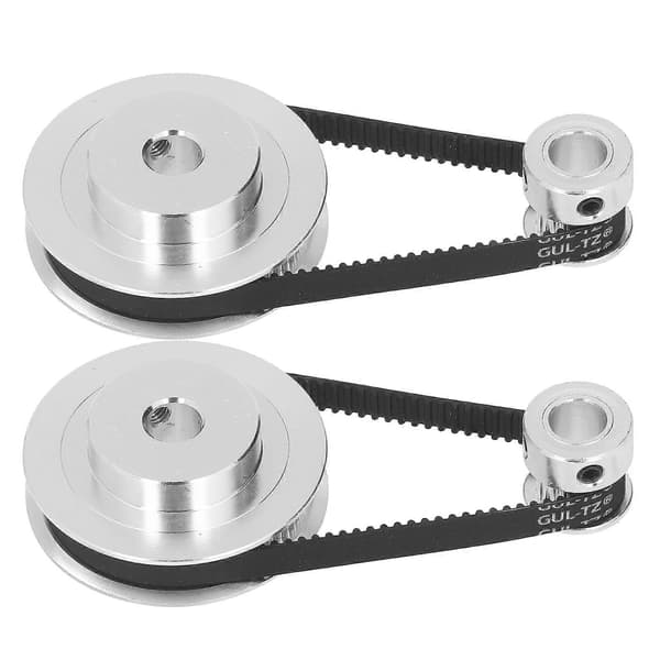 2 Sæt Synkront Hjul GT2 Aluminium Legering Timing Remhjul med 2 stk Længde 200mm Bredde 6mm Rem 8mm Indvendig Boring