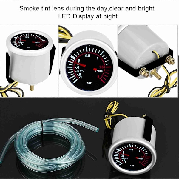 2\" Universal 12V LED Digital Turbo Boost PSI Måler for Bil