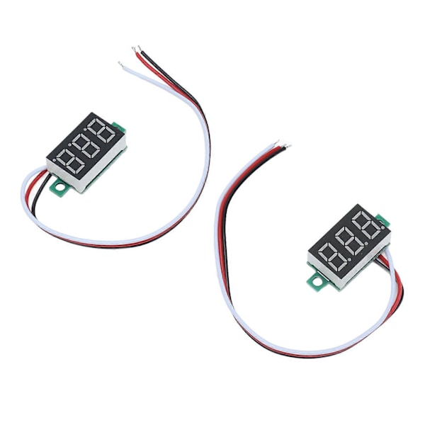 2 st Mini Digital Voltmeter 3 Trådar DC Spänningstestare 0.36in LED 0.00V?30.0V Omvänd Polaritetsskydd