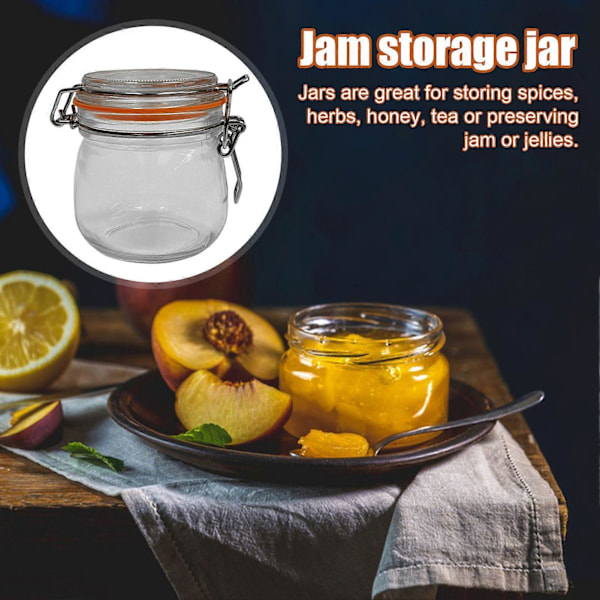 6 st Förvaringsburkar med Försegling Livsmedelsgodkända BPA-fria Diskmaskinssäkra Transparent Design Syltburkar Glasbehållare