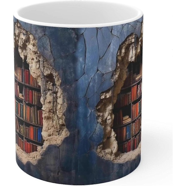 3D Bogreol Nyhed Kaffekrus Til Læsere, 3D Visuel Effekt Keramisk Krus Bogorm Kaffekrus Julegaver Til Bogelskere C