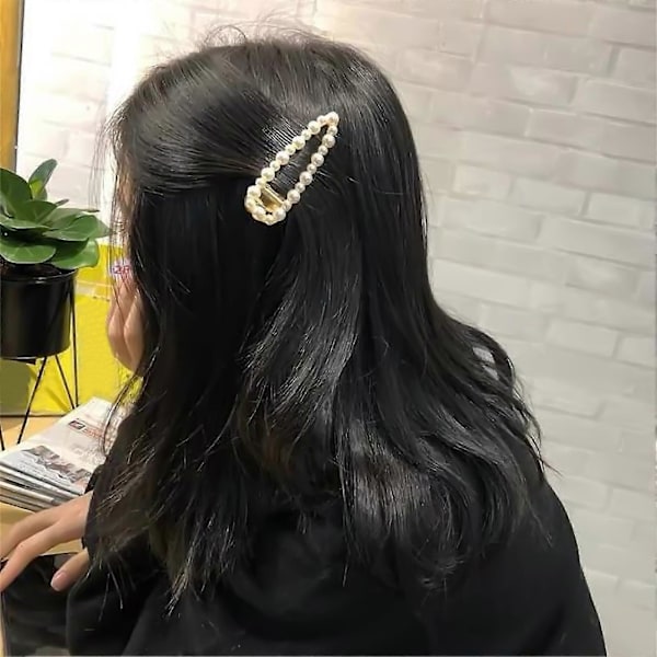 6 st/set Eleganta Faux Pearl Sax Fjäderform Hårklämma Barrettes Ornament Qinhai