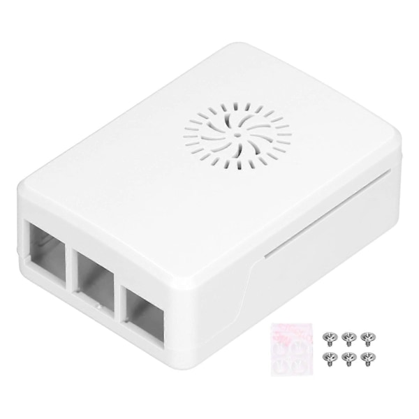 Kabinett for Raspberry Pi 4B ABS Skall Kjøleribbe Enkelt Avtakbart Toppdeksel Beskyttende Kabinett Hvit