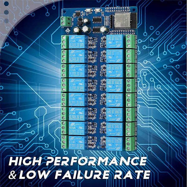 16-kanals Relämodul DC5-12V Strömförsörjning ESP32 Utvecklingskort ESP32-WROOM Sekundär Utvecklingsmodul