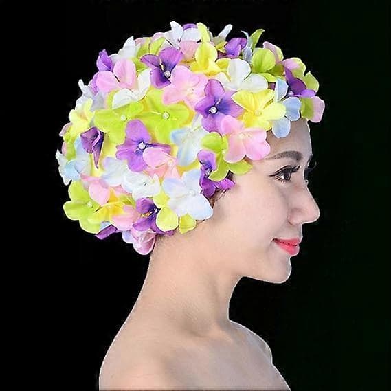 1 st Kvinnors Badmössa, Retro Andningsbara Badmössor med Blommor - Bladformad Badmössa