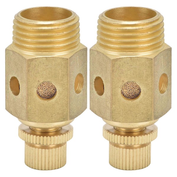 2 stk. Pneumatisk lyddemper messing luftutblåsning justerbar strupetype demper lyddemper 1/2in PSC?04