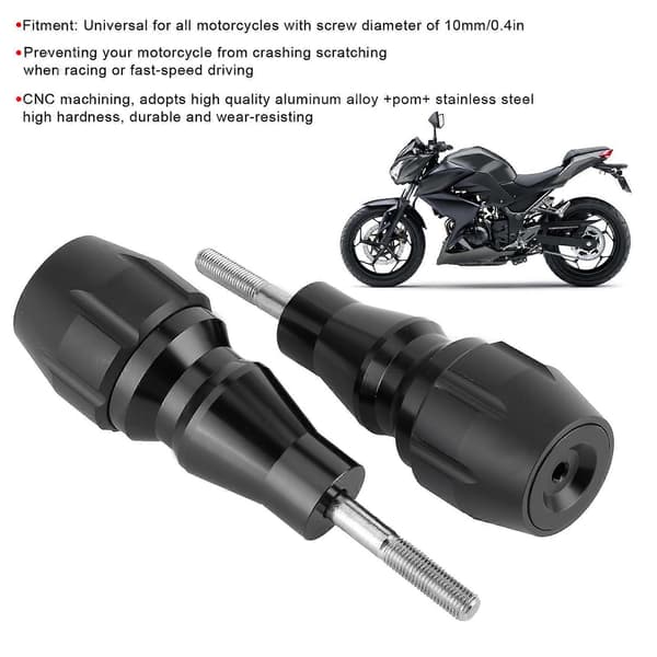 Universal Motorcykel Udstødning Crash Pad 10mm Beskyttelse Ramme Slider Rustfrit Stål Sort