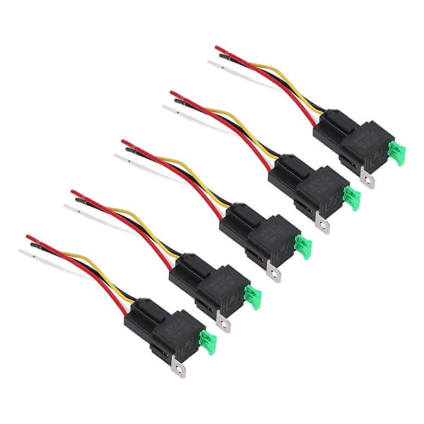 5 stk. Automotive Relæ 12V DC 30A 4 Ben 4 Lednings Interlocking Relæ Sokkel Sæt Kit til Køretøj