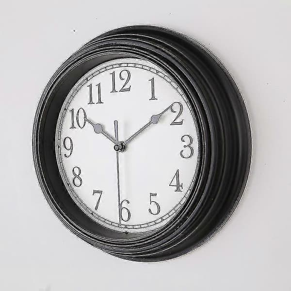 Tyst Väggklocka Kök 9 Tum Retro Tick-Free Dekorativ Sovrum Kontor Väggklocka Black